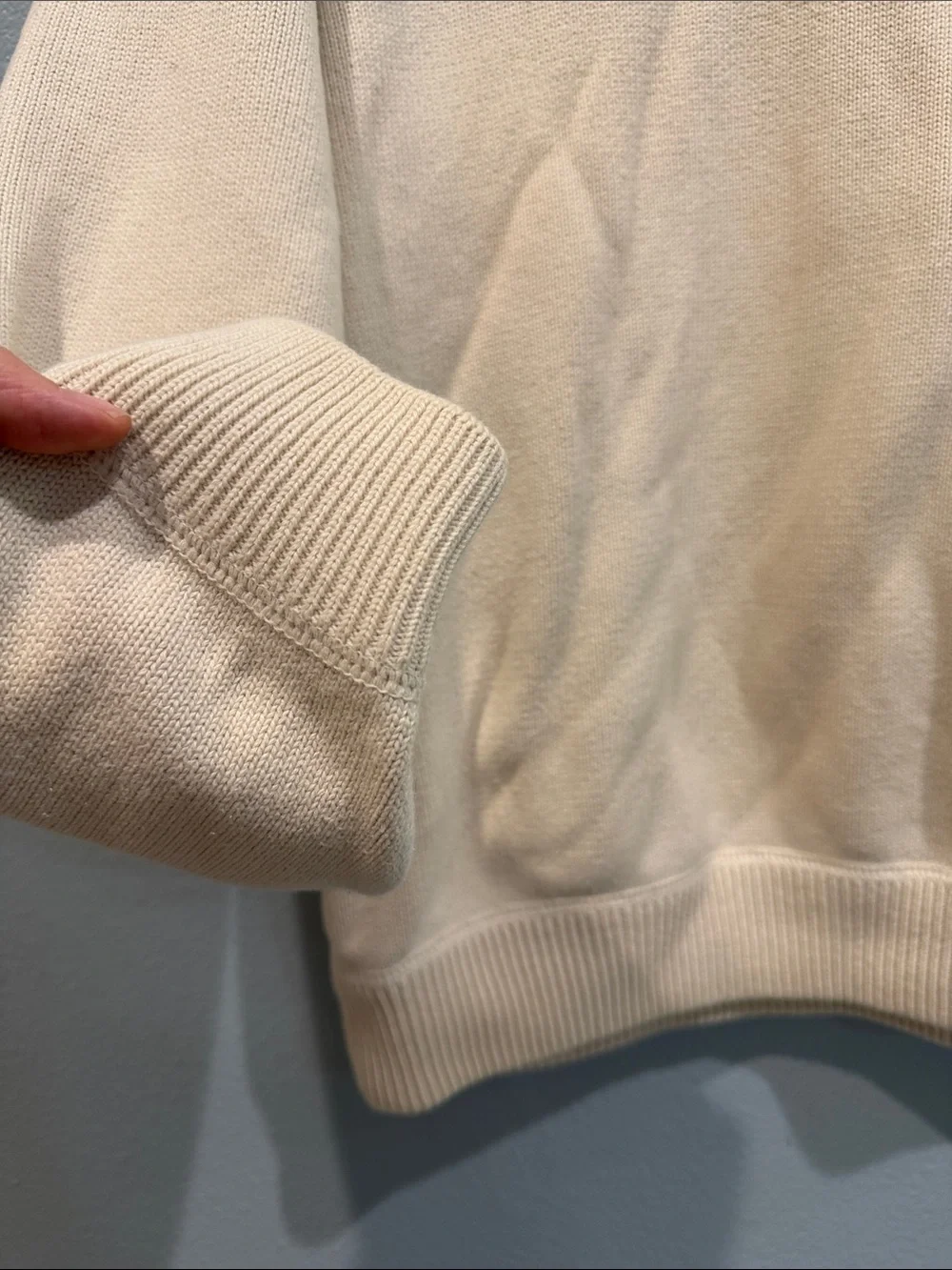Vintage Eddie Bauer Zip-Up Pullover Oat Fisherman Knit Rib Sweater Baumwolle M